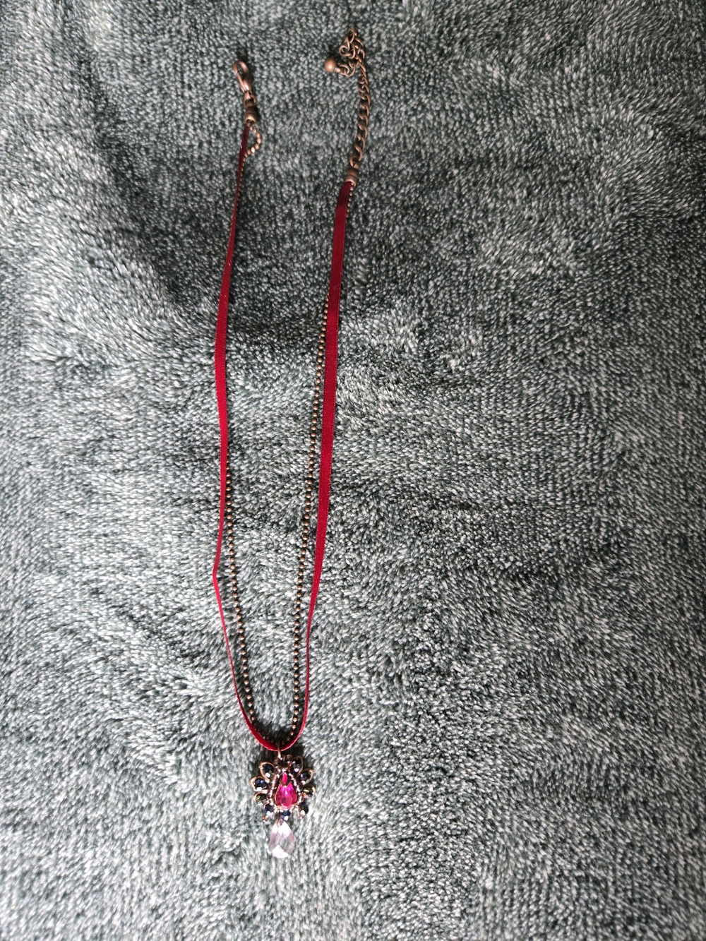 Women’s Pink Crystal Pendant Necklace - Unbranded